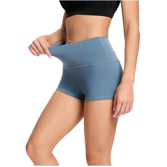 Womens 2"/7" High Waist Yoga Tummy Contrl Workout Running Biker Volleyball Shrts - Picture 1 of 7